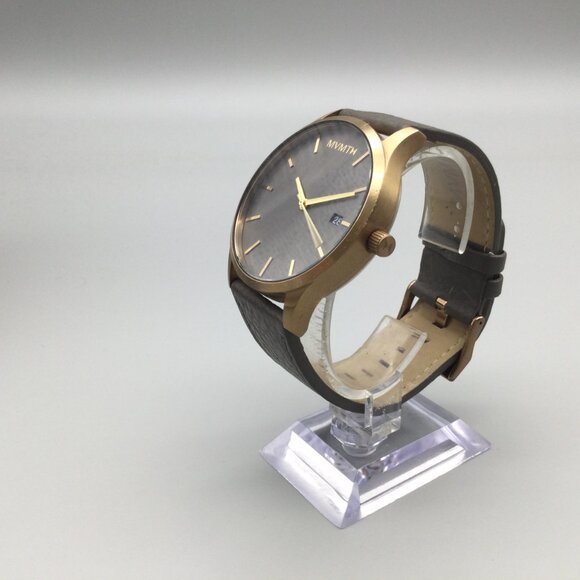 MVMT Classic Watch Men 45mm Gold Tone Date Gray Leather Band New Battery - Picture 4 of 15